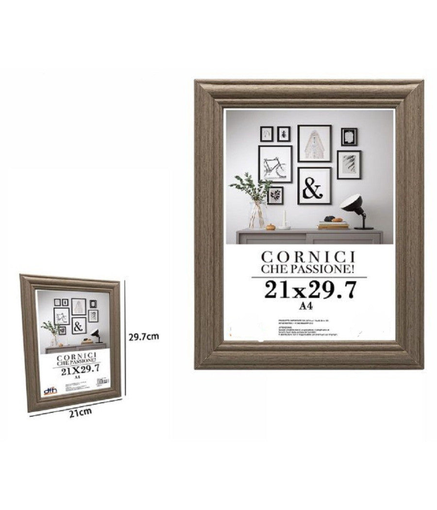Cornice Per Foto Porta Fotografie Quadri Tele 21 X 29,7 Cm Modello Legno 71646         