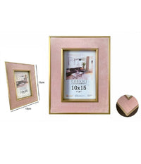 Cornice Per Foto Portafoto Poster Quadri Tele 10 X 15cm Rosa Con Bordi Oro 70315         