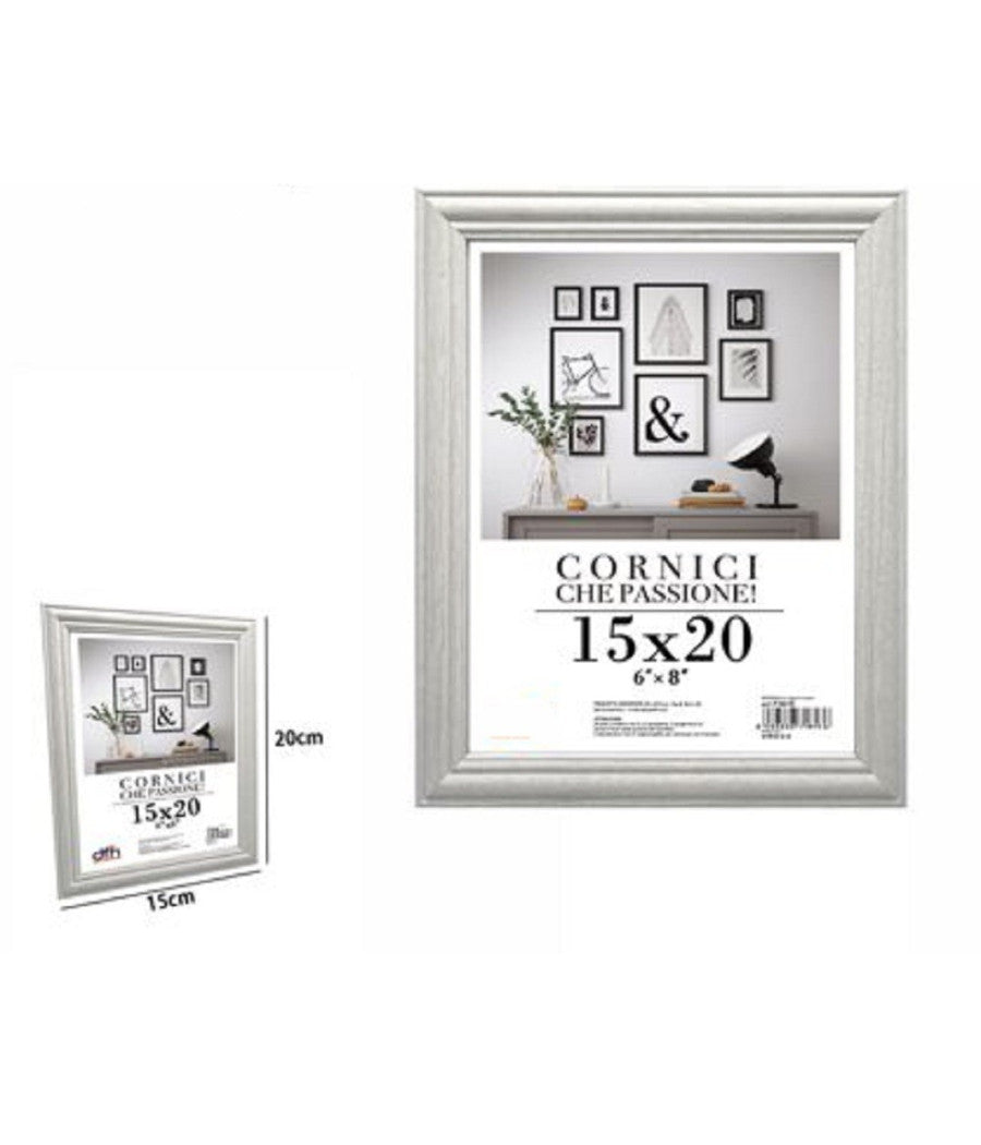 Cornice Per Fotografie Quadri Tele Poster Portafoto 15x20cm Modello Silver 71615         