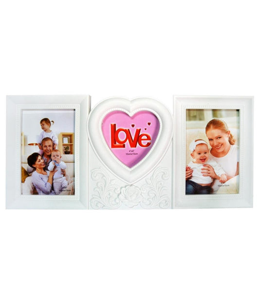 Cornice Porta Foto Fotografie Ricamato Con Cuore Da Parete 39x18cm In Plastica         