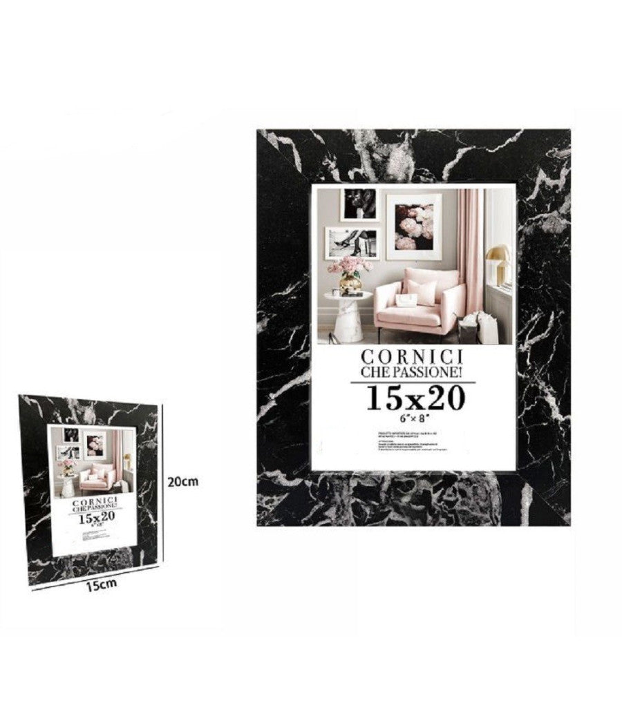 Cornice Porta Foto Quadri Tele Poster 15 X 20cm Modello Effetto Marmo Nero 71669         