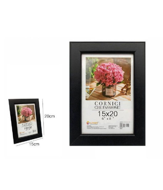 Cornice Portafoto Porta Foto Fotografia 15 X 20 Cm 6"x8" Colore Nera 68651         