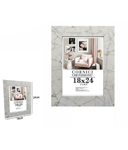 Cornice Portafoto Quadri Tele Poster 18x24 Cm Modello Effetto Marmo Bianco 71652         