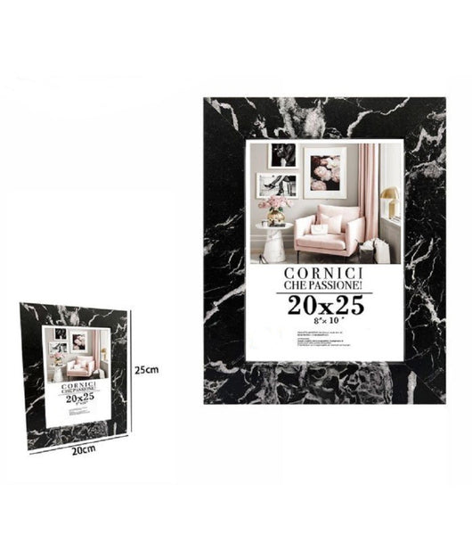 Cornice Portafoto Quadri Tele Poster 20 X 25 Cm Modello Effetto Marmo Nero 71671         