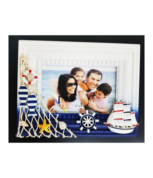 Cornice Rete Portafoto Timone Mare Blu Bianco Fotografie Decorazione Casa Uffici         