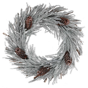 Coroncina innevato bianco con pigne cm ø46x8,5