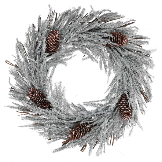 Coroncina innevato bianco con pigne cm ø46x8,5