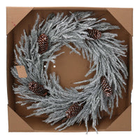 Coroncina innevato bianco con pigne cm ø46x8,5