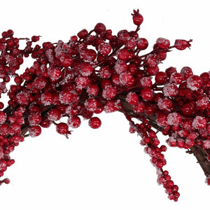 Coroncina plastica bacche ghiacciate rosso cm ø55