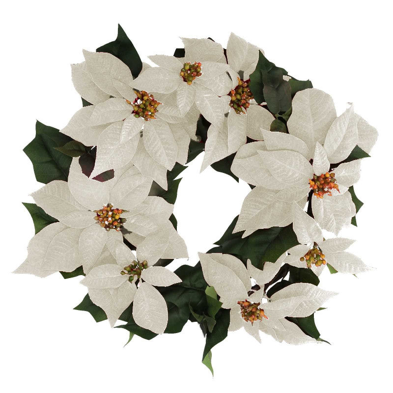 Coroncina tessuto stella di natale bianco cm ø63,5h16,5