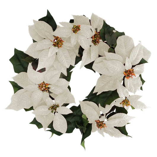 Coroncina tessuto stella di natale bianco cm ø63,5h16,5