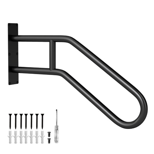 Corrimano di sicurezza a forma di U per 1-3 gradini per portico per anziani, Corrimano per gradini Nero-Utensili