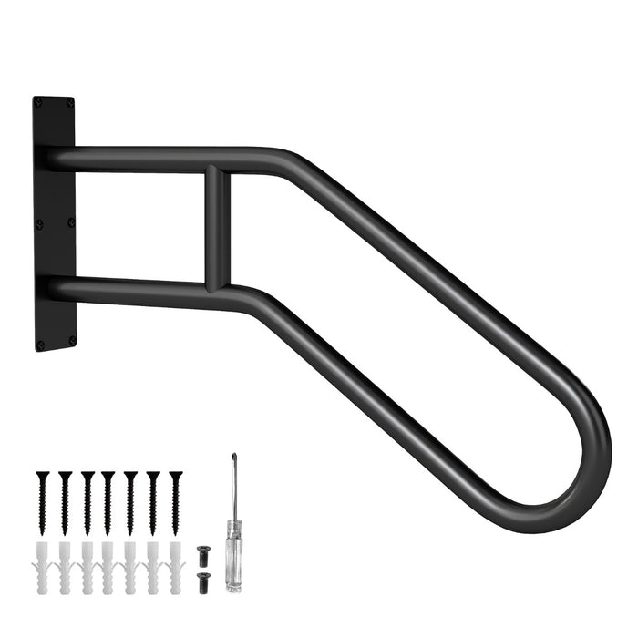 Corrimano di sicurezza a forma di U per 1-3 gradini per portico per anziani, Corrimano per gradini Nero-Utensili