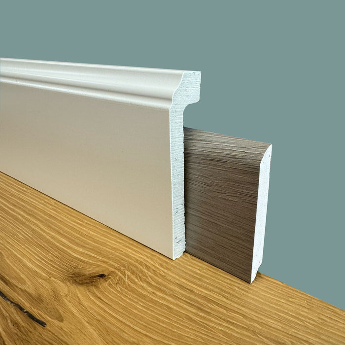 ***FINE SERIE al metro***bancale da 120 metri lineari di Battiscopa Coprimarmo "FIRENZE" in Duropolimero Bianco 100x22 (interno 80x13)