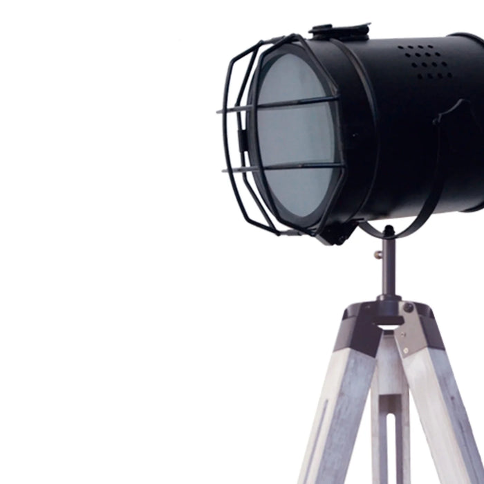 LÚZETE - COSME LAMPADA DA TERRA IN ACCIAIO ANTICATO BIANCO CON GRIGLIA