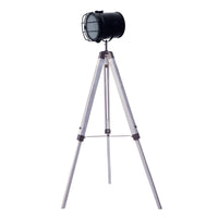 LÚZETE - COSME LAMPADA DA TERRA IN ACCIAIO ANTICATO BIANCO CON GRIGLIA