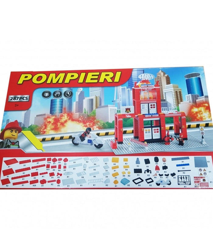 Costruzioni 287pz Stazione Pompieri Vigili Fuoco Mattoncini Compatibili Con Lego         