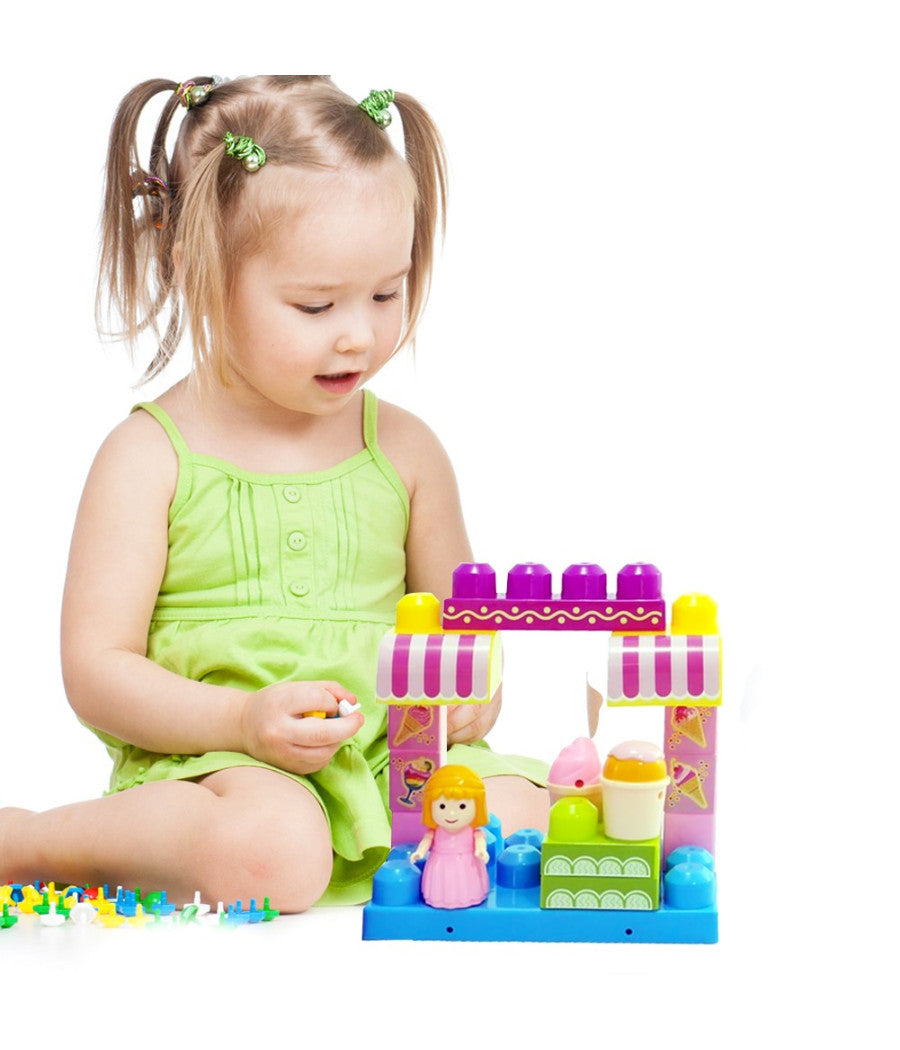 Costruzioni Giocattolo Per Bambini Gelateria 14pz Con Personaggio E Accesssori         