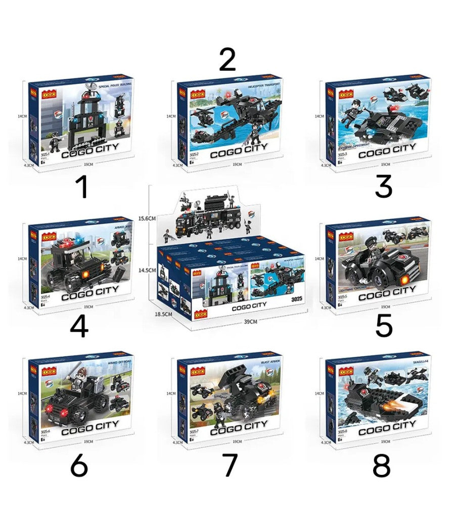 Costruzioni Per Bambini Blocks Police Caserma Di Polizia Diy 8 Set Assortiti         