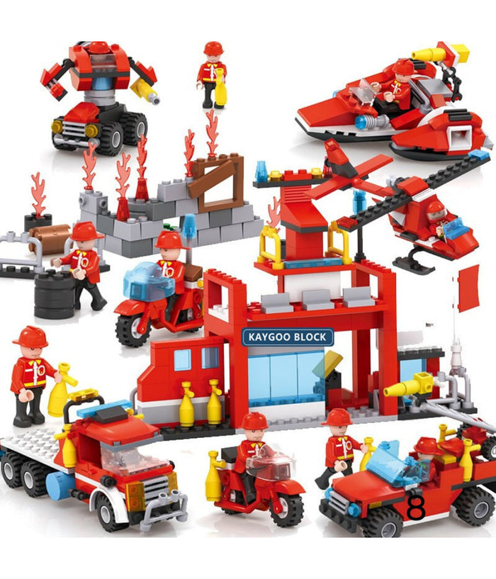Costruzioni Per Bambini Blocks Firefighters Pompieri Diy 8 Set Assortiti         