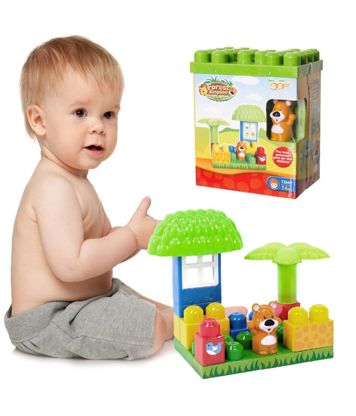 Costruzioni Per Bambini Animali Della Foresta 14pz Con Personaggio E Accesssori         