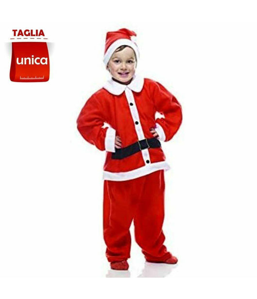 Costume Babbo Natale Eco Bambino Taglia Unica Con Cappello E Abito Natalizio         