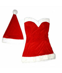 Costume Natale Completino Sexy Vestito Completo Da Donna Natalizio Rosso         