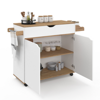 IDMarket - COSY XXL L.90 CM Aparador de cocina con cajón blanco y estantes estilo haya