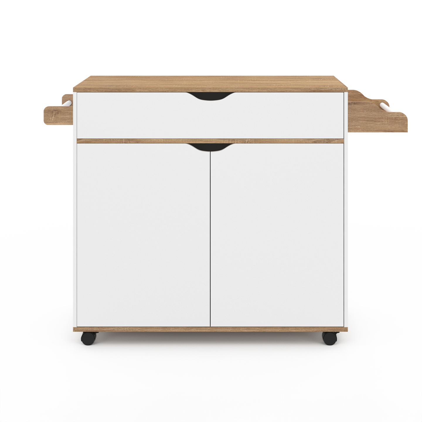 IDMarket - COSY XXL L.90 CM Aparador de cocina con cajón blanco y estantes estilo haya