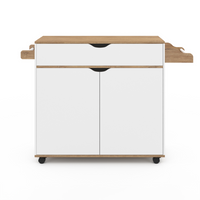 IDMarket - COSY XXL L.90 CM Aparador de cocina con cajón blanco y estantes estilo haya