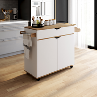 IDMarket - COSY XXL L.90 CM Aparador de cocina con cajón blanco y estantes estilo haya