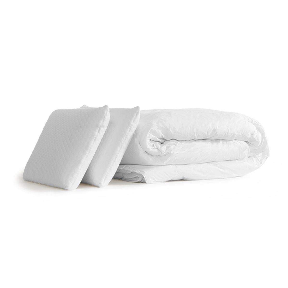 Pacchetto letto completo - Materasso 140x190cm + Box spring con doghe (kit) + 2 cuscini + Piumino - BodyMax