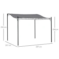 Gazebo Pergola 3x3m da Giardino con Tenda Impermeabile Grigia