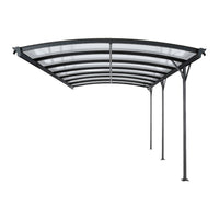 Estensione di pensilina auto in alluminio e policarbonato, 15m²,