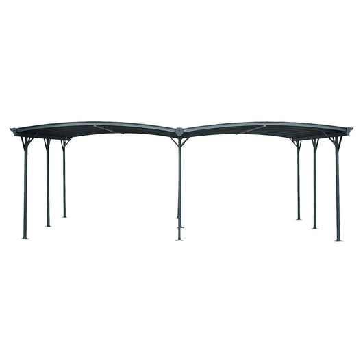 Carport 5x6m con estensione in alluminio e policarbonato , antracite