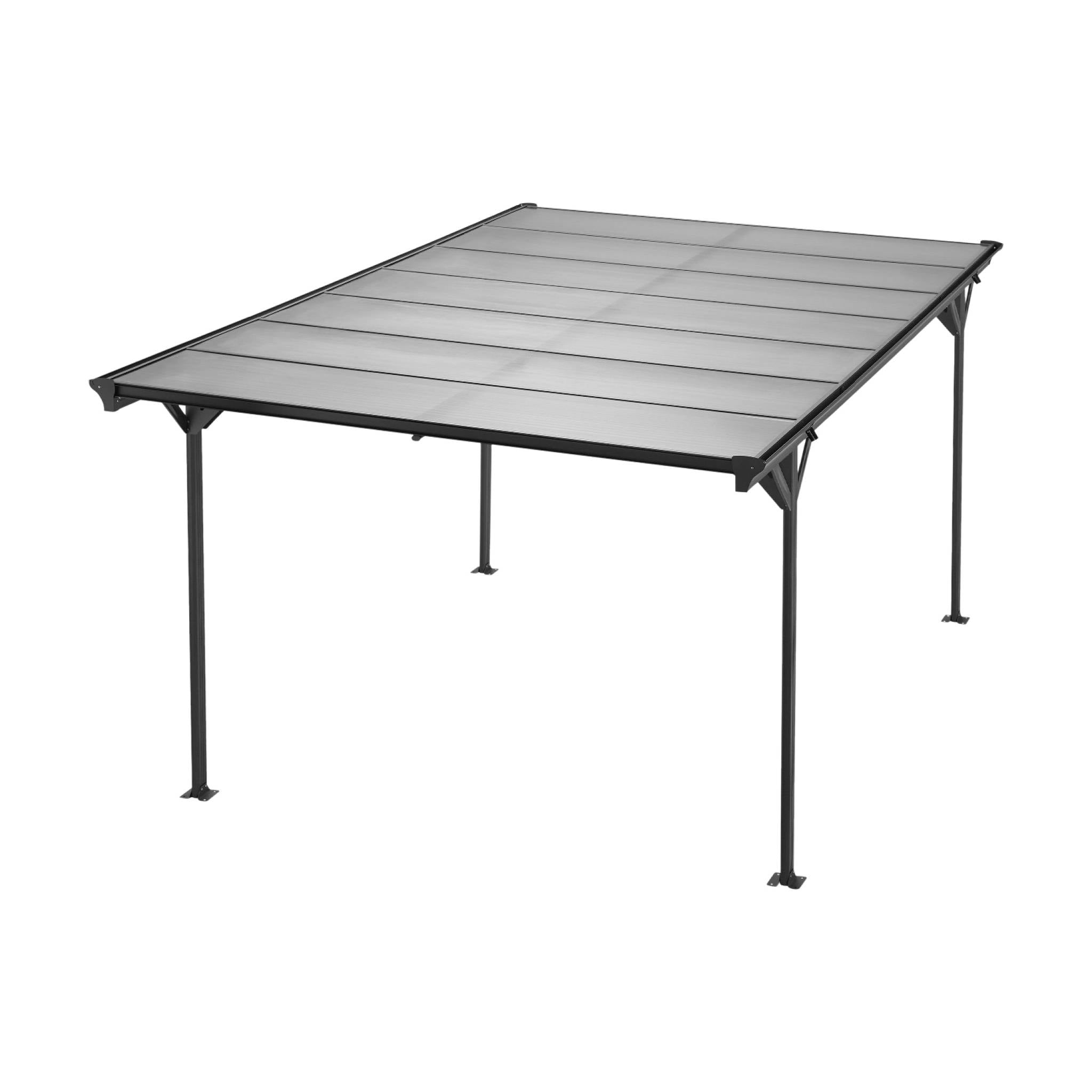 Pensilina auto in alluminio e policarbonato 15m², antracite