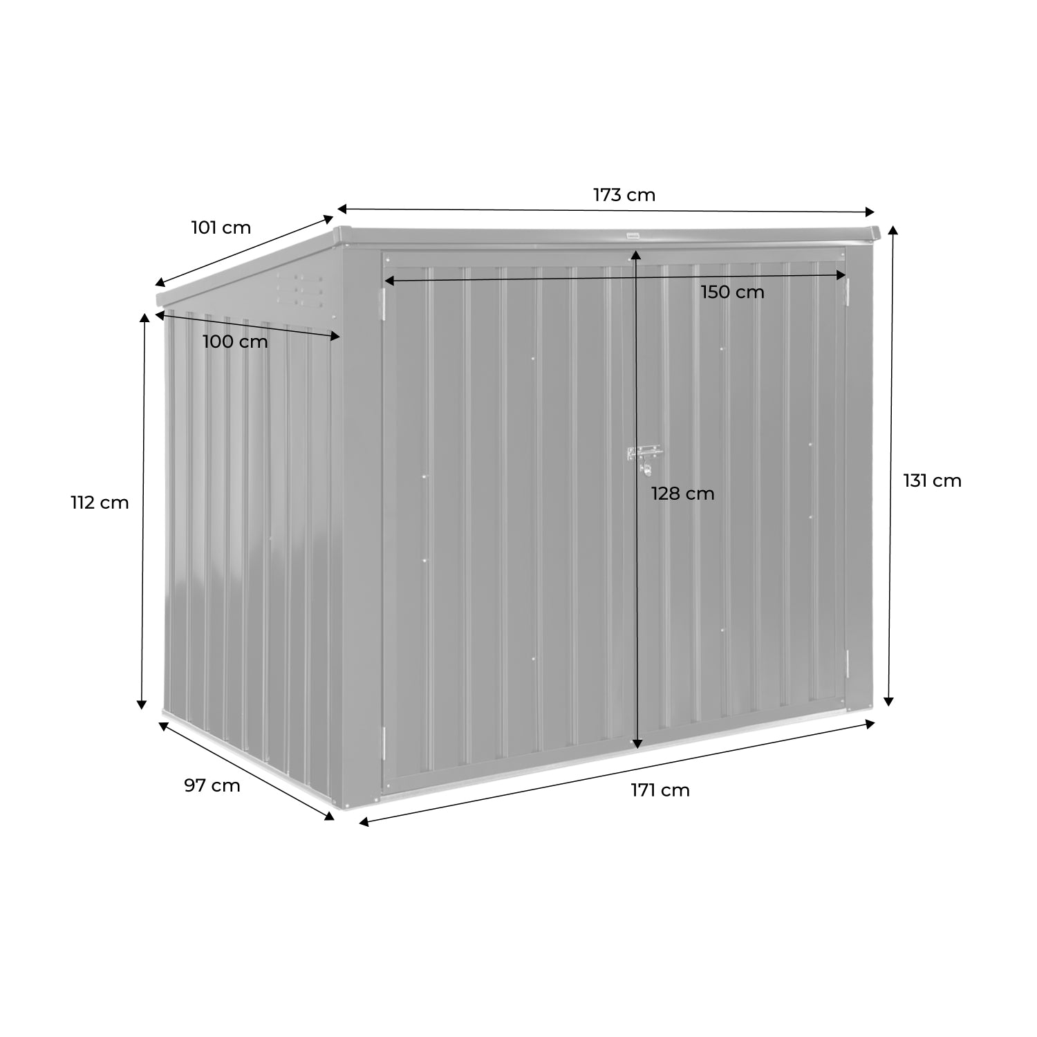 Coperchio doppio per pattumiera in acciaio zincato, 1.75m², antracite