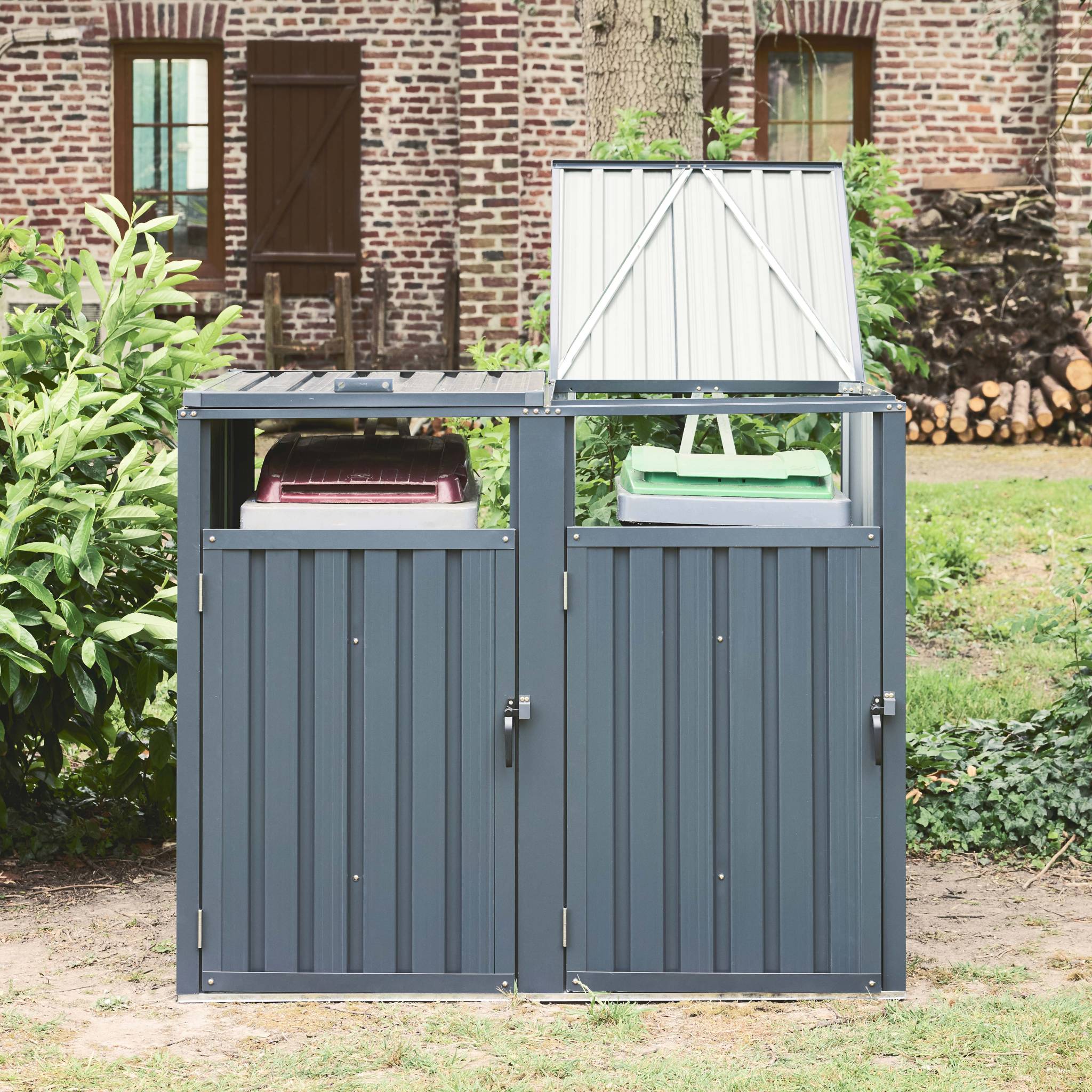 Copribidoni in acciaio zincato grigio, grigio