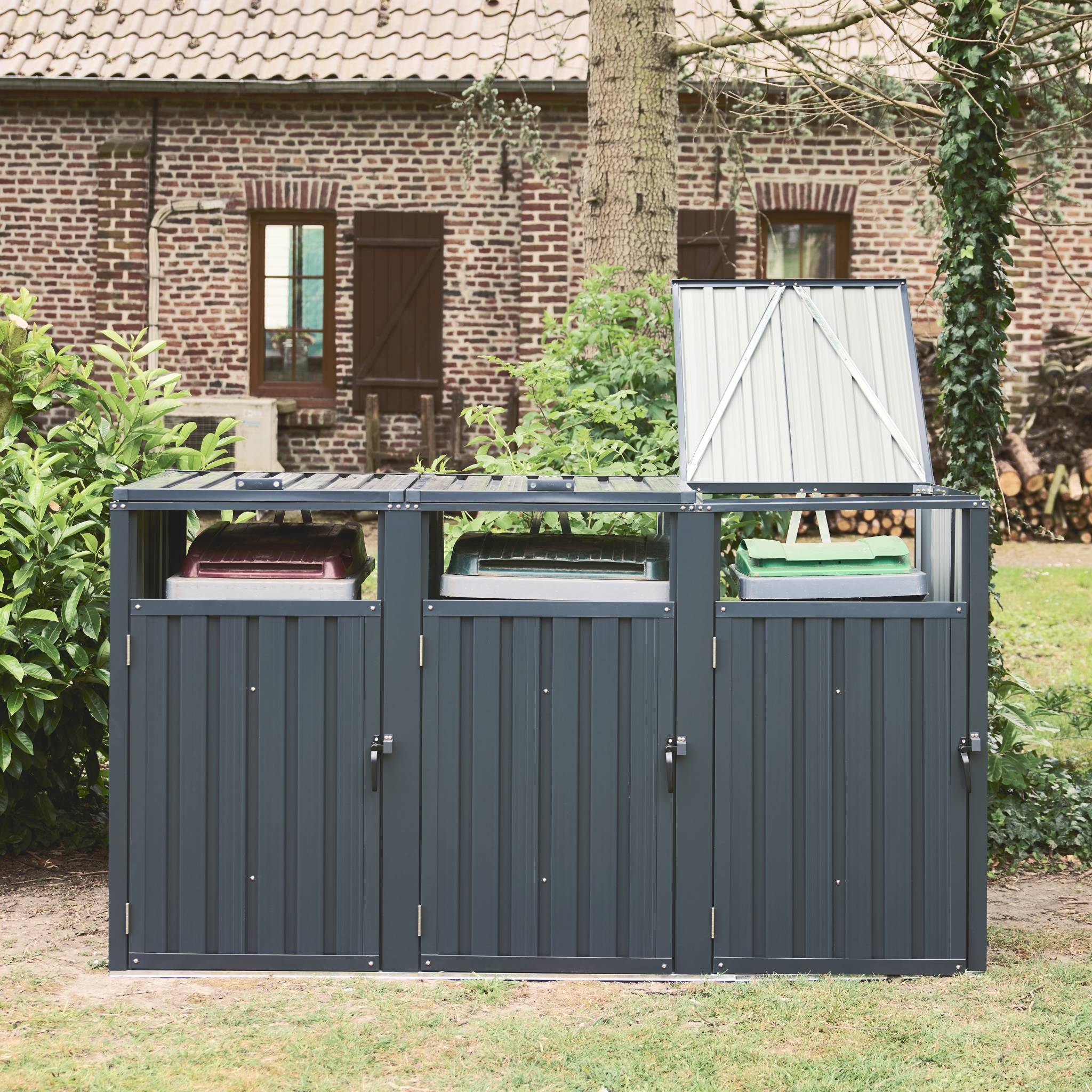 Copribidoni in acciaio zincato grigio, grigio