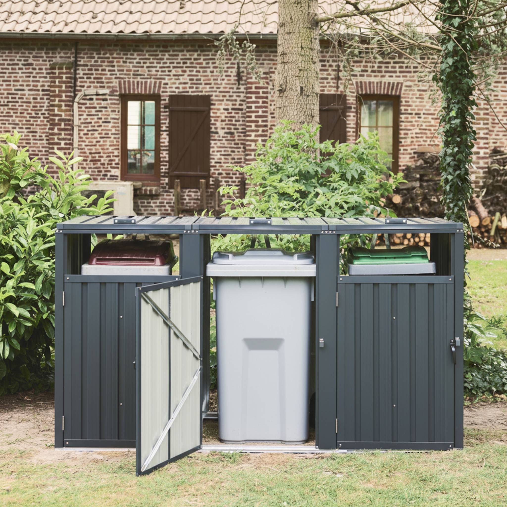 Copribidoni in acciaio zincato grigio, grigio