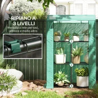 Serra da Giardino a 3 Livelli con Copertura in PE Anti-UV e Porta Avvolgibile, 100x40x150 cm, Verde