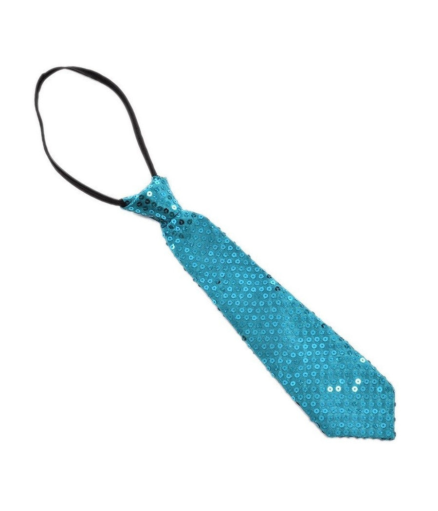 Cravatta Paillettes Azzurro Teatro Paillette Raso Cravattino Frack Festa Ballo         