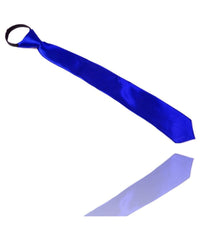 Cravatta Seta Raso Blu Elettrico Royal Zip Cravattino Frack Papillon Sottile         