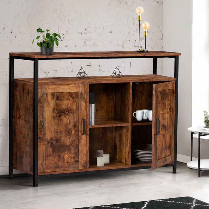 IDMarket - Credenza a 2 ante con ripiani effetto invecchiato, design industriale DAYTON