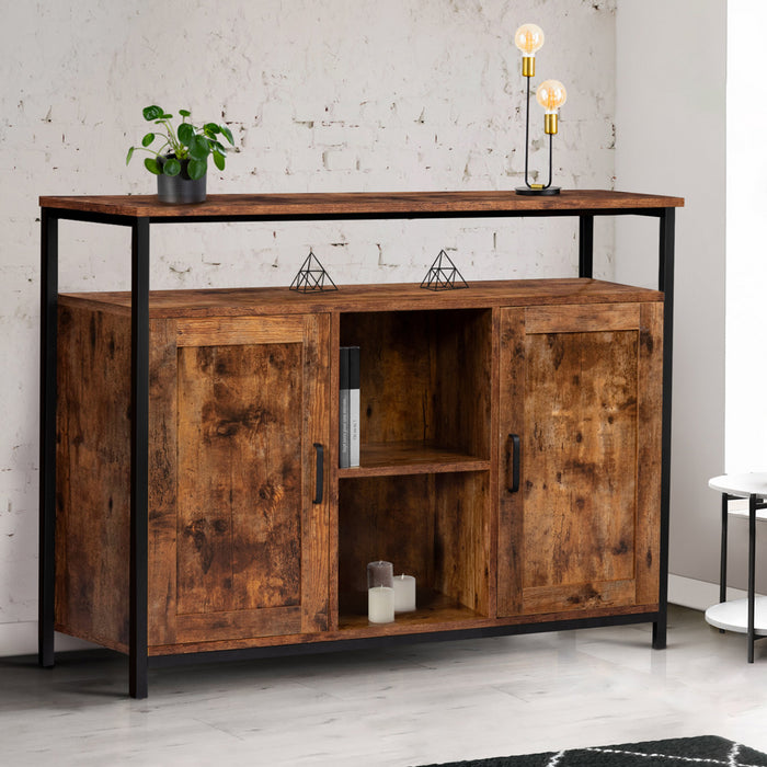 IDMarket - Credenza a 2 ante con ripiani effetto invecchiato, design industriale DAYTON