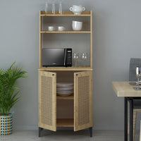 Credenza alta 2 ante e vani a giorno Zanne colore rovere