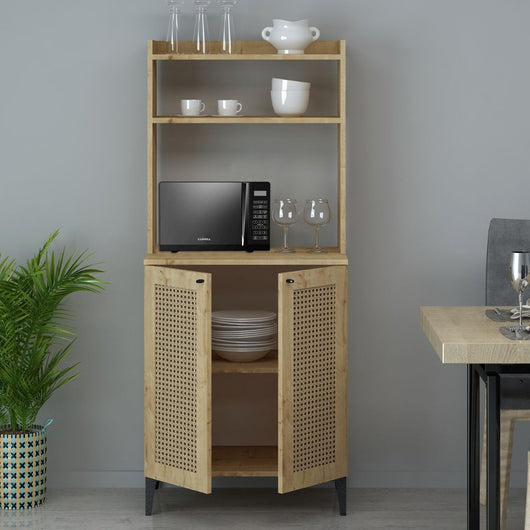 Credenza alta 2 ante e vani a giorno Zanne colore rovere