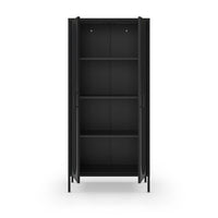 Credenza alta in metallo Diora nero con 2 ante reticolate e 3 ripiani – Design industriale, anima versatile