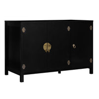 IDMarket - Credenza bassa a 3 ante, legno nero YANG