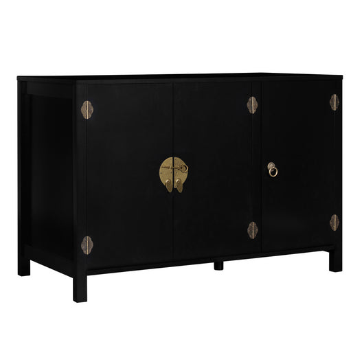 IDMarket - Credenza bassa a 3 ante, legno nero YANG